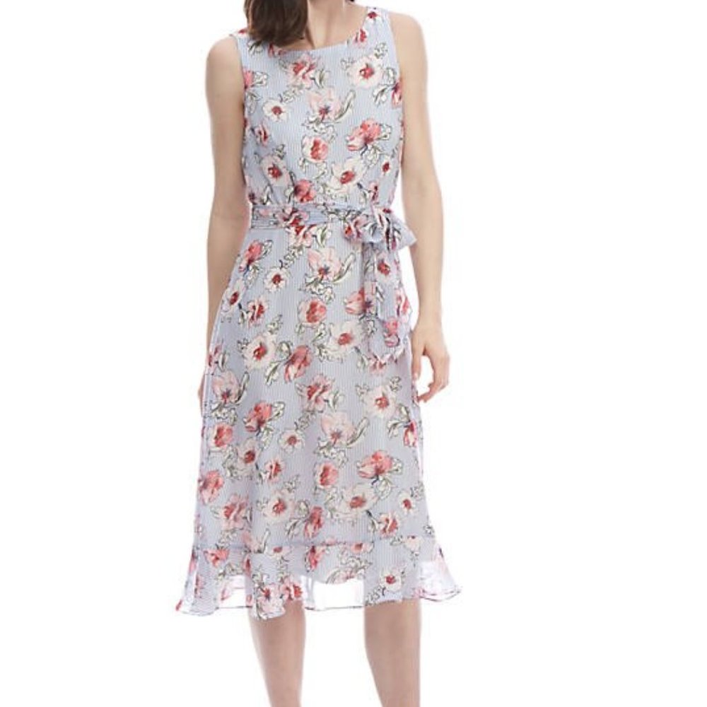 Midi Dress Stripes and Floral